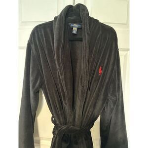 Polo Ralph Lauren Men's Black Microfiber Plush Shawl Collar Robe Size S